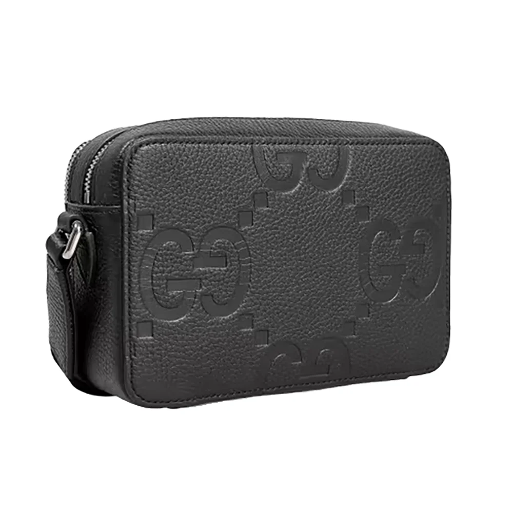 Gucci Jumbo GG Leather Small Crossbody Bag Black