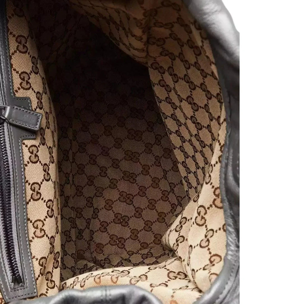 Gucci Grey Leather Tonal Double G Backpack Bag