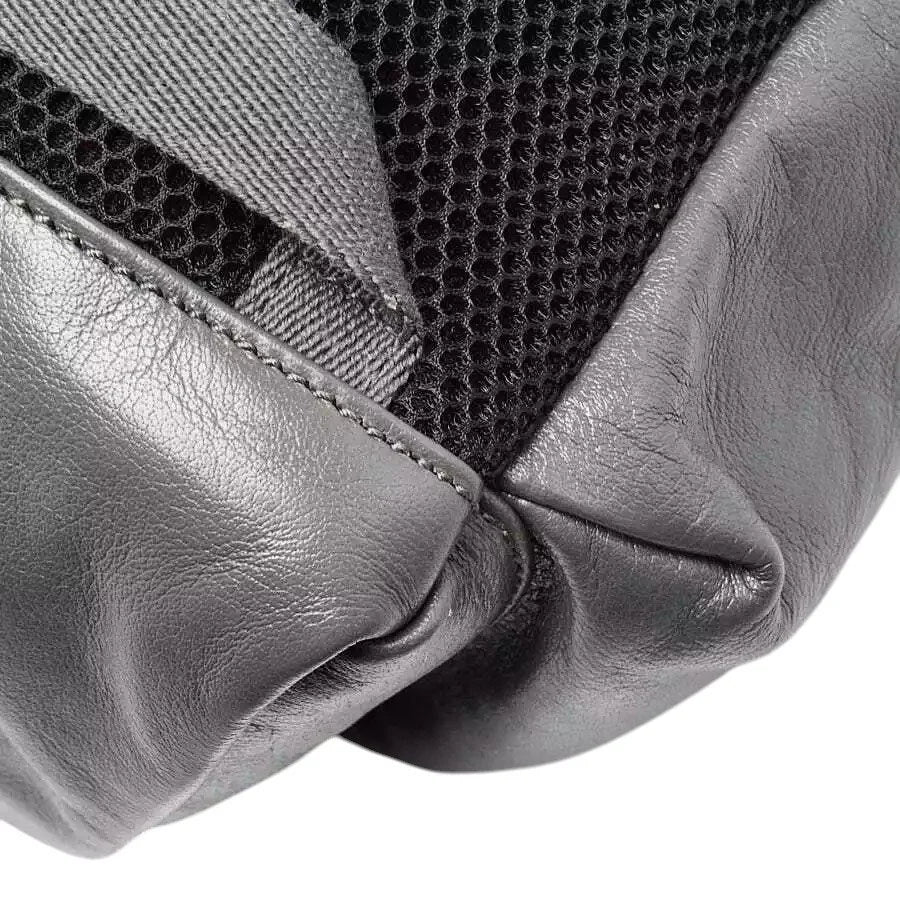 Gucci Grey Leather Tonal Double G Backpack Bag