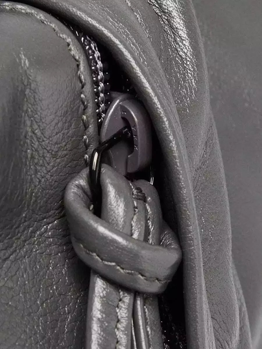 Gucci Grey Leather Tonal Double G Backpack Bag