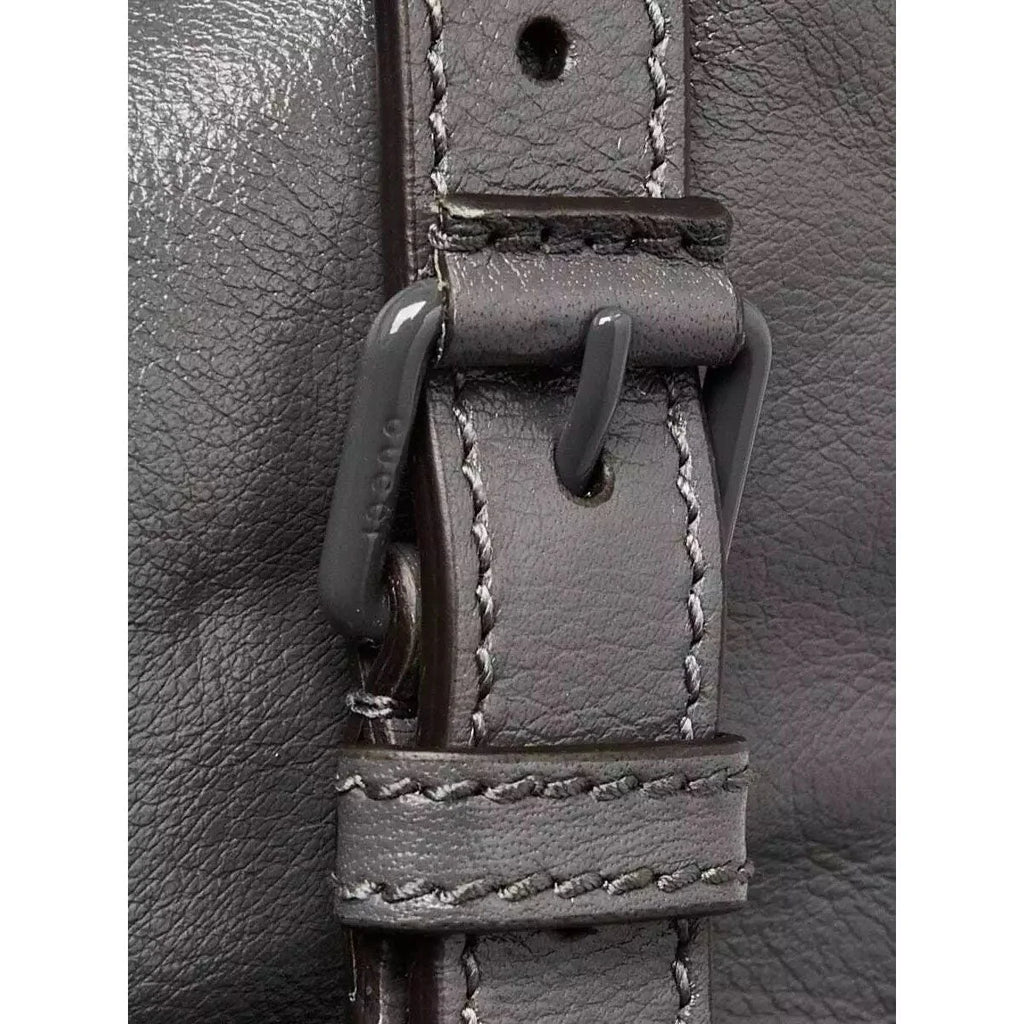 Gucci Grey Leather Tonal Double G Backpack Bag