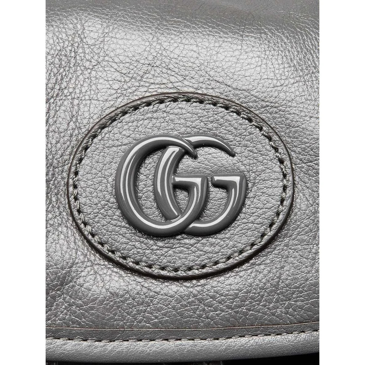 Gucci Grey Leather Tonal Double G Backpack Bag