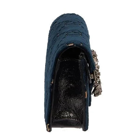 Gucci Velvet Crystal Monogram Chain Bag Blue