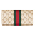 Gucci Web Continental Wallet Beige