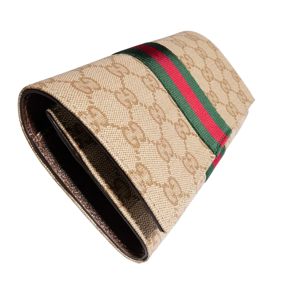 Gucci Web Continental Wallet Beige