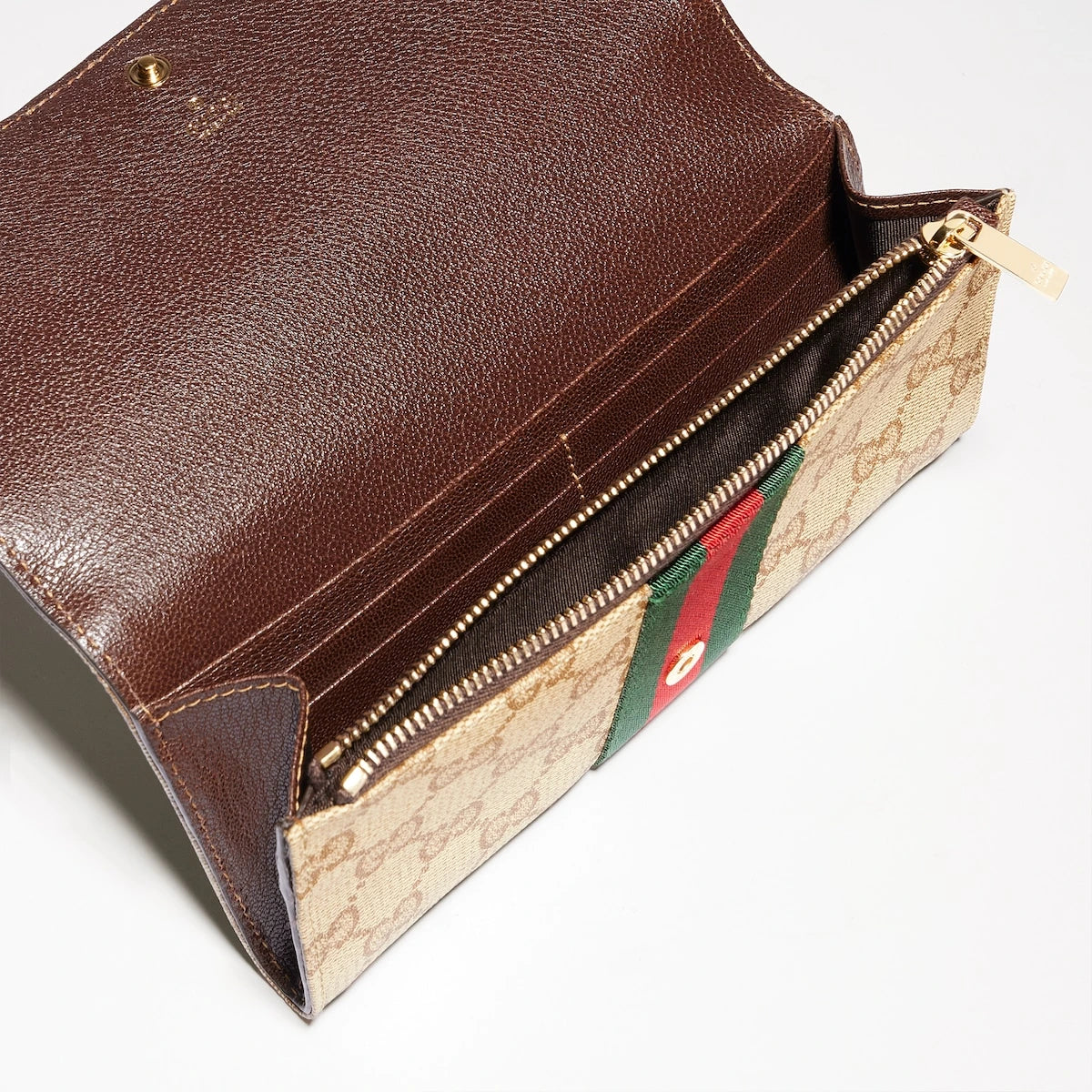 Gucci Web Continental Wallet Beige