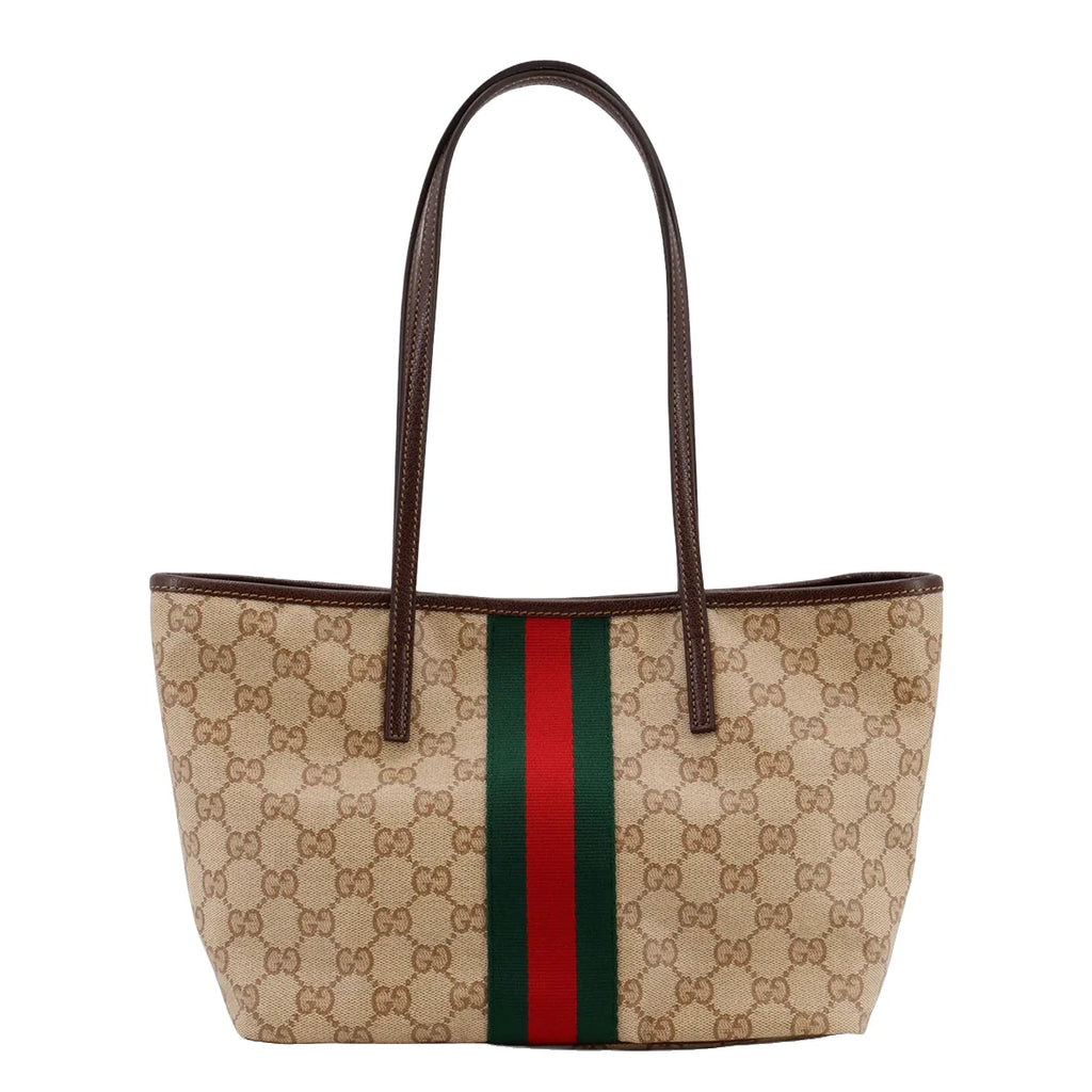Gucci Tribeca Small Tote Bag Beige Ebony GG Canvas
